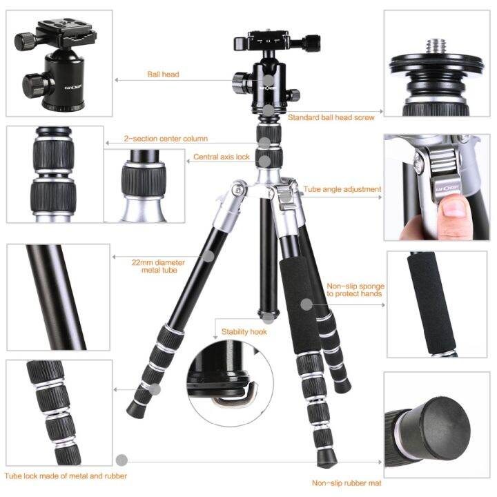 k-amp-f-concept-tripod-tm2235-silver-aluminium-kf09-014-ขาตั้งกล้อง