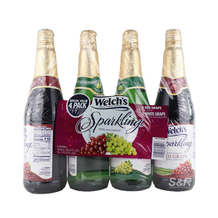 Welch's Sparkling Juice Cocktail Variety Pack (750mL x 4pcs) Lazada PH