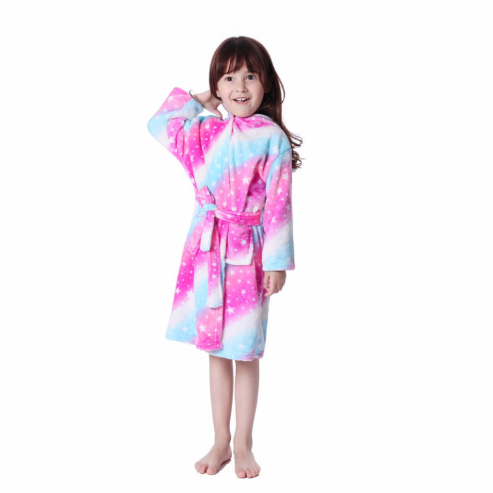 children-kigurumi-unicorn-hooded-bathrobes-kids-star-rainbow-nightgown-animal-cartoon-bath-robe-for-girl-boy-pyjamas-sleepwear