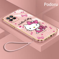 เคส OPPO Realme 8 4G 8 Pro ชุบทองเรียบง่ายสุดหรูเคสโทรศัพท์ Hello Kitty กรอบซิลิโคนแบบนิ่ม