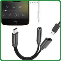 เครื่องชาร์จสายไฟต่อ CLMXCA USB เพลง C สายออดิโอ2 In 1ตัวแปลงอะแดปเตอร์หูฟังประเภท C เป็น3.5มม.