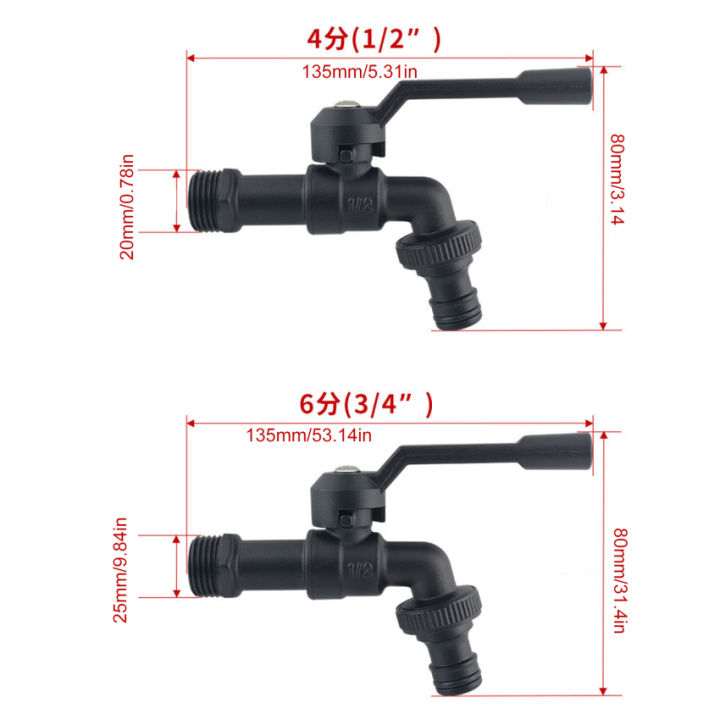 ก๊อกน้ำสายยางในสวนทองเหลืองสีดำที่มีสำหรับเครื่องซักผ้าปลั๊กไฟคู่1-2นิ้วก๊อกน้ำกลางแจ้งสวนป้องกันการแช่แข็งกลางแจ้ง