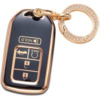 YINEOR Key Fob Cover Case with Keychain Compatible with 2017-2021 Honda Civic Accord Pilot CR-V 5 Buttons Smart Key