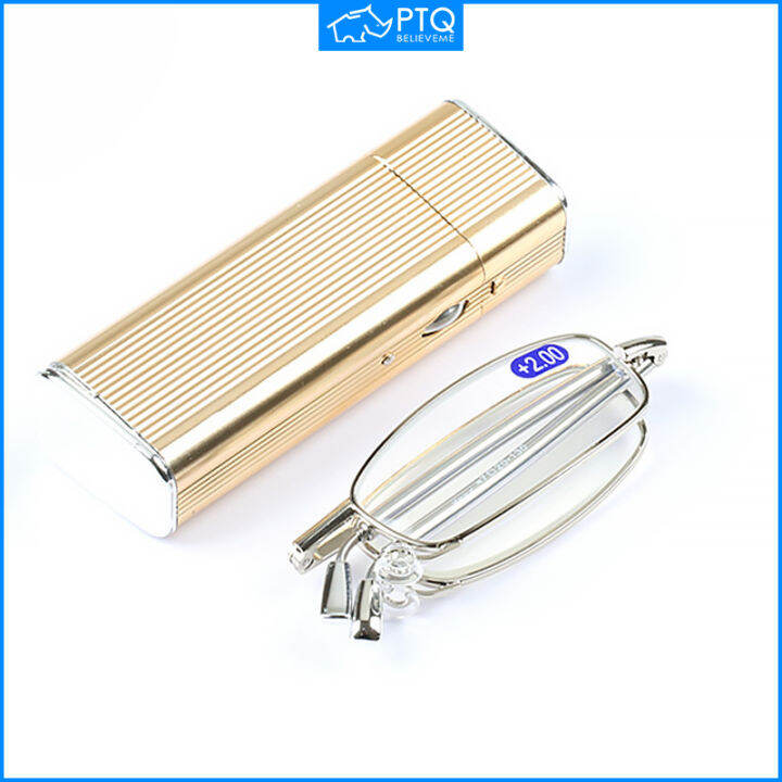 PTQ Presbyopic Glasses Folding Telescopic Spring Legs Lighter Glass Type Mini Compact Old