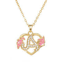 DUOYING Custom A-Z ตัวอักษร Neckalace Personlized Initials Enamel Heart Gold Plated Neckalce ดอกไม้ตัวอักษรจี้สร้อยคอ