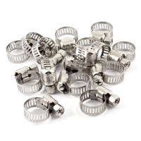 15 Pcs Stainless Steel 6mm to 12mm Hose Pipe Clamps Clips Fastener