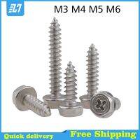 Flange Hex Head Self Tapping Wood Screws Cross Hexagon Bolts 304 Stainless Steel M3 M4 M5 M6