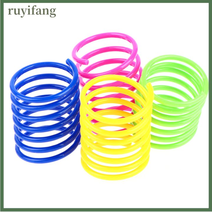 ruyifang-สปริงพลาสติกสีสันสดใสสำหรับแมวของเล่นคอยล์สปริงเกลียวทนทาน20ชิ้น