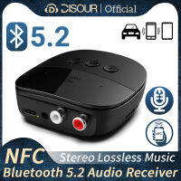 DISOUR ตัวรับสัญญาณเสียง5.2 NFC R/l RCA 3.5มม. เพลงไม่สูญเสียข้อมูลสเตอริโอ AUX USB ตัวรับสัญญาณ WiFi รองรับดิสก์ U/การ์ด TF เล่นพร้อมเครื่องติดตั้งการรับสายโทรศัพท์ในรถยนต์ไมโครโฟนสำหรับชุดอุปกรณ์เครื่องขยายเสียงลำโพง