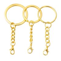 Plate Golden Flat/ Ripple Iron Keychain with 302# Lobster Clasp for Jewelry Key Chains