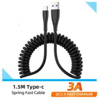 USB Spring Fast Charging Type C Cable USB C Wire for Xiaomi Huawei Realme Quick Charge Data Cord