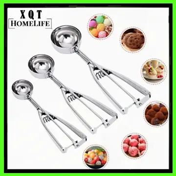 Ice Cream Scoop With Trigger Cake Pop Sticks Melon Baller Scoop Round  Stainless Steel Kitchen Tools For Fruits Meatball Cake Ice Cream 2pcs