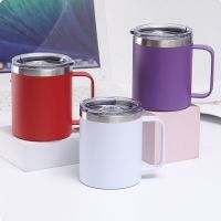 【CW】12OZ Stainless Steel Double Wall Vacuum Insulated Tumbler With Lid Coffee Mug Cup With Handle Outdoor Travel Friendly Office Mug