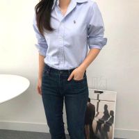 Ralphˉ laurenˉ High Quality RL polo cotton long-sleeved shirt classic oxford shirt for women