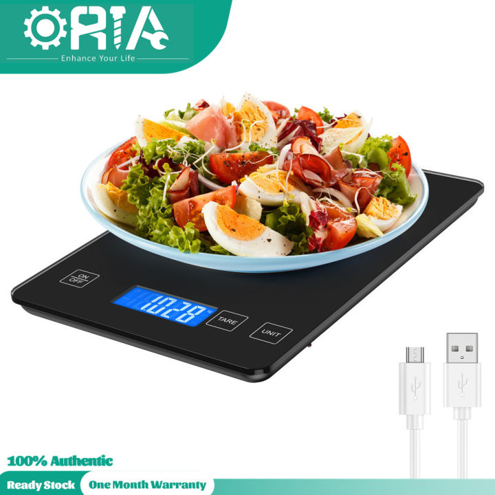 Zibet Rechargeable Digital Food Scale Kitchen Scale,33lb/15kg,5 Units,Tare  Function,Auto Off Touch Button,Hook Degisn,Backlit