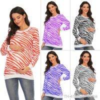 ☬♝ 2022 nova gravidez camisas mulheres maternidade manga longa zebra padrão impressão camiseta grávida casual topos 5 cores