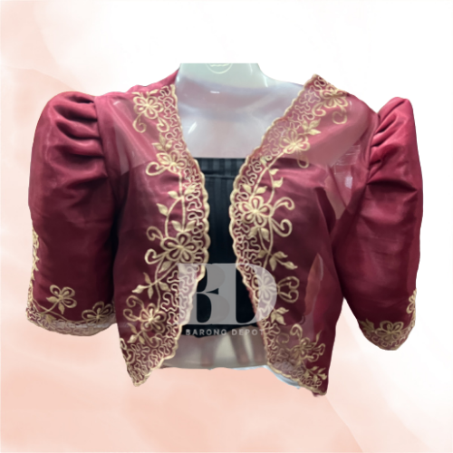 Modern Filipiniana Imelda Puff Sleeve Women Bolero Top- Red Maroon ...