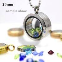 【YF】✽  1pc Thickness 11mm Floating Glass Memory Locket Pendant with Twist Top 25mm 30mm 304   Medallion