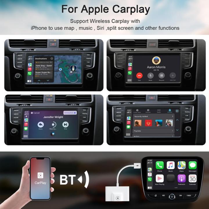 อะแดปเตอร์รถยนต์อัตโนมัติคู่-wifi-2-4-ghz-5ghz-สายไปยัง-carplay-ไร้สายบลูทูธรองรับ5-0ใช้พลังงานต่ำสำหรับระบบ-iphone-6และข้างต้น