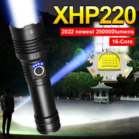 2 Lumens Powerful LED Flashlight 5200mAH USB Rechargeable Portable Zoom Torch XHP220LED Tactical Flash Lamp Long Shot 1500m