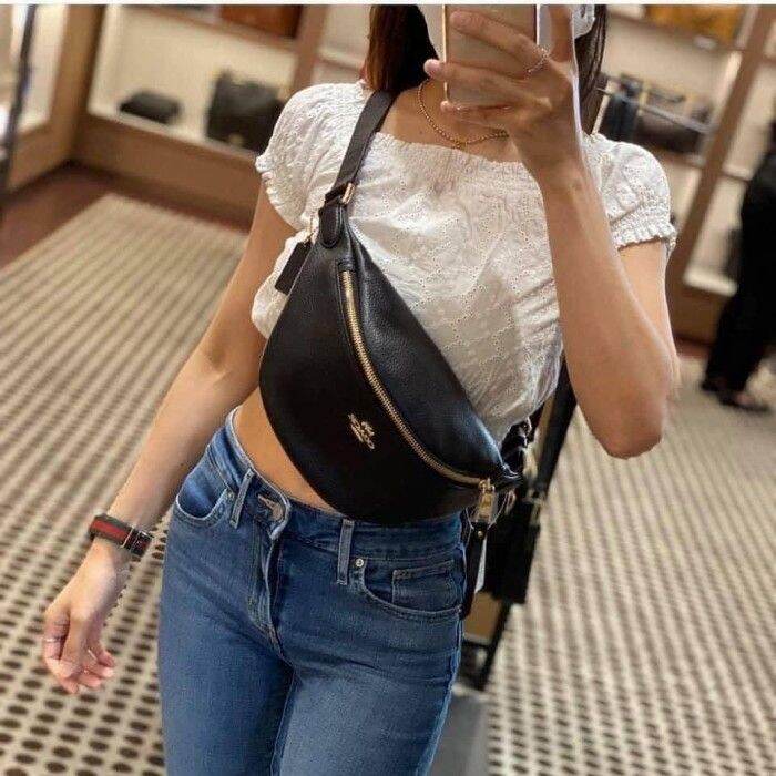 TERBARU COACH WAIST BAG WOMAN LEATHER BLACKTAS COACHWAISTBAG COACH