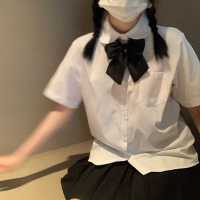 เสื้อเชิ้ตสไตล์วิทยาลัยสไตล์ญี่ปุ่นนักเรียนหญิงสไตล์เกาหลีแมทช์ลุคง่ายสีขาวครีมรุ่นพื้นฐาน jk เครื่องแบบเสื้อคอตุ๊กตาน่ารัก ~