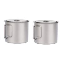 2X Titanium Cup 550Ml Ultralight Portable Pot Titanium Water Mug Cup for Outdoor Camping Hiking Backpacking