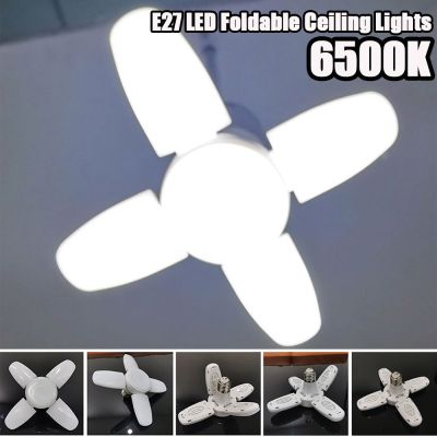 E27 LED Bulb Fan Blade Lamp 110-265V 38W 360°Foldable Led Industrial Light Bulb Lampada For Home Ceiling Light Garage Light