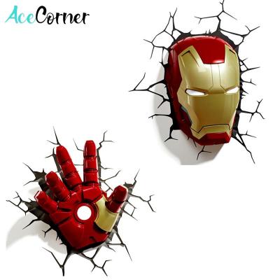 Acecorner Captain America Iron Man Hulk 3D Creative LED Wall Lamp Avengers Marvel Night Light Boys Christmas Kids Birthday Gift Night Lights