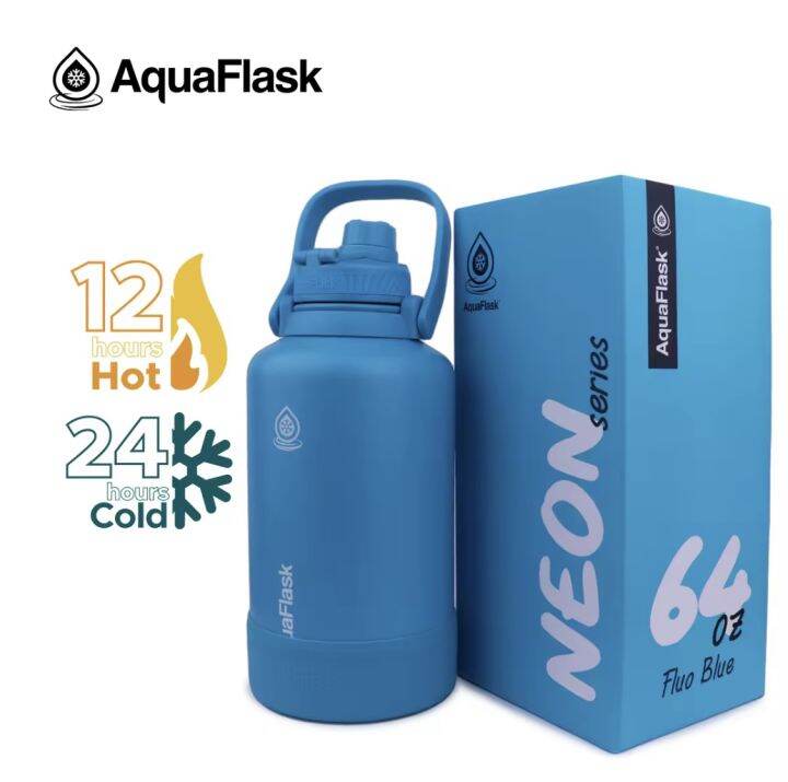 AQUAFLASK 64oz NEON SERIES WIDE MOUTH WITH VACUUM INSULATED STAINLESS ...