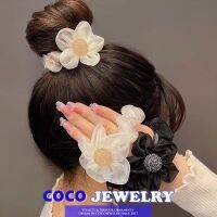 เครื่องประดับ COCOJEWELRY MODE Korea พลอยเทียมทรงดอกเดซี่ยางรัดผมที่มัดผมสำหรับผู้หญิง