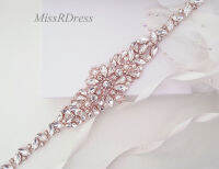 CWMissRDress Rhinestones เข็มขัดแต่งงานแฮนด์เมดไข่มุกเจ้าสาว Sash Rose G Old คริสตัลเจ้าสาว Sash เข็มขัดสำหรับงานแต่งงานพรหมชุด JK858