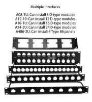 8 12 16 24 saluran 1U 2U Panel Patch pelat buta kabinet kosong 86 Panel cocok untuk konektor soket Speaker jaringan tipe D XLR RJ45
