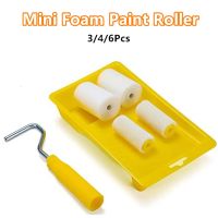 3/4/6PCS 2Inch Mini Yellow Durable Foam Paint Roller Sleeves Painting Decorating Sponge Rollers Art Sets Painting Supplies Paint Tools Accessories