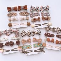 8Pcs/Set Cute Bows Baby Snap Clips Fresh Flowers Embroidery Side Bangs Girls Barrettes Hair Pins Retro All-matck Kids Hair Accessories