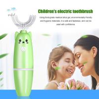 แปรงสีฟันไฟฟ้า2 In1แปรงสีฟันเด็กแปรงซิลิโคนองศาสำหรับเด็กวัยหัดเดินหัวเป็นรูปตัวยูกันน้ำได้อย่างดี