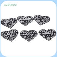 JHA9202888 6Pieces 32.8นิ้ว แพทช์ shpe หัวใจน่ารัก หัวใจ shpe โพลีเอสเตอร์ Black Love Badge เสื้อผ้าแพทช์ปักเหล็ก ไม่ซีดจางง่าย ตกแต่งเย็บบน/เหล็กบนแพทช์ สำหรับผู้หญิง