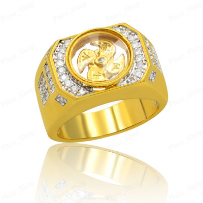แหวนแชกงหมิว แหวนกังหัน แหวนหมุนได้ แหวนสีทอง แหวนผู้ชาย แหวนกังหัน แชกงหมิวนำโชค แหวนทอง ประดับเพชร (กังหันหมุนได้)