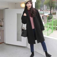 NEW Long coat Mixed wool Sweater Black