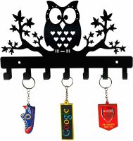 Owl on Maple Trees Steel Key Holder Steel Key Rack Metal Owl Key Hanger