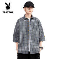 Playboy New Hit Color Plaid Long-Sleeved Casual Shirt Men S Jacket Mesh Casual Branded Shirt