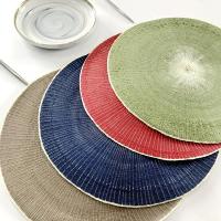 【small stationery】   4Pcs Round Weave Placemat Pad Paper Table MatResistant Bowls Coffee Cups Coaster Tableware Mat ForParty Supply