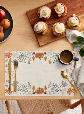 Thanksgiving Autumn Pumpkin Kitchen Dining Table Decor Accessories 4/6pcs Placemat Heat Resistant Linen Tableware Pads Mats