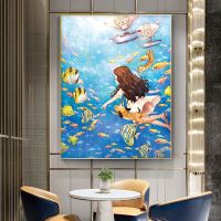 Travel Girl And Dog Cross Stitch Embroidery Kits 11CT The Underwater World Pattern Printed on Canvas DIY Needlework DMC Home Dec