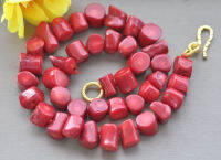 Z10926 18" 12mm Red Baroque Coral Necklace