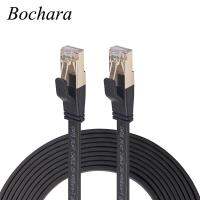 [HOT HAIXWLXKWW 589] Bochara ชุบทองแบน Cat8อีเธอร์เน็ตสาย Rj45ชายกับชายหลายป้องกันสำหรับโมเด็มเราเตอร์เครือข่าย LAN 3เมตร5เมตร10เมตร15เมตร20เมตร