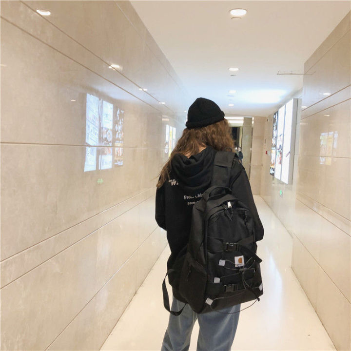 ฮ่องกงสไตล์กระเป๋านักเรียนฉบับภาษาเกาหลี-campus-ขนาดใหญ่ความจุนักเรียน-street-กระเป๋าเป้สะพายหลังสำหรับทั้งหญิงและชายกระเป๋าเป้แฟชั่น