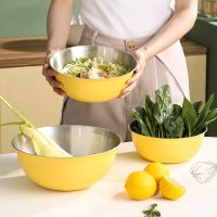 Large Capacity Stainless Steel Salad Bowls Japanese Metal Fruit Ramen Noodle Cooking Bowl with Scale Tableware Kitchen Utensils