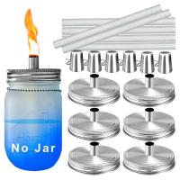 Mason Jar Tabletop Torch Kits Stainless Steel Mason Jar Tabletop Torch Kits Longlife Fiberglass Wicks and Caps Set for Table Deck Bar Camping polite