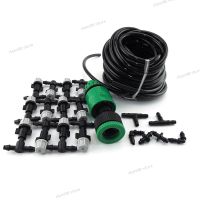 10m Irrigation System Set 4/7mm Tube Garden Fog Nozzles Misting Cooling Automatic Watering Hose Spray Head Tee Connector WB5TH